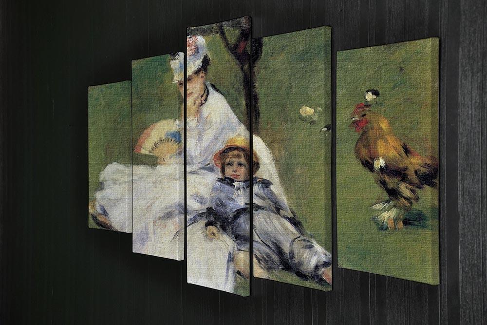 Camille Monet and her son Jean in the garden of Argenteuil by Renoir 5 Split Panel Canvas - Canvas Art Rocks - 2