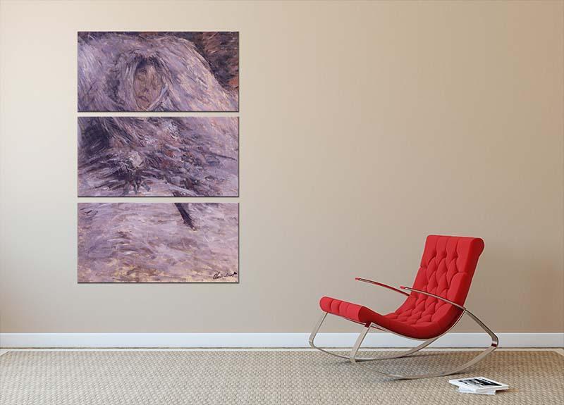 Camille Monet sur son lit de mort by Monet 3 Split Panel Canvas Print - Canvas Art Rocks - 2