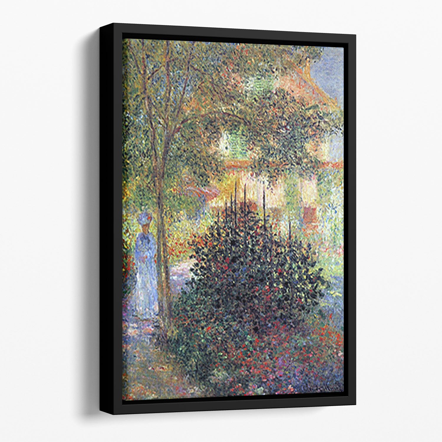 Camille in the garden of the house in Argenteuil by Monet Floating Framed Canvas
