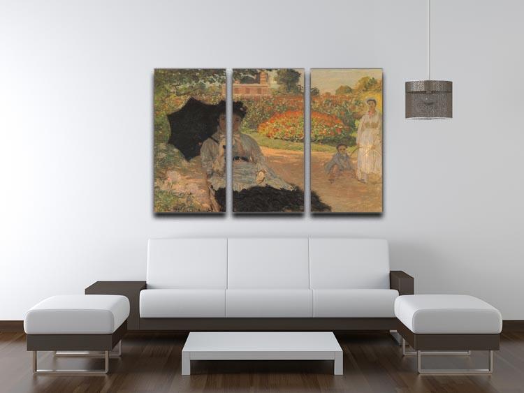 Camille in the garden with Jean and his nanny by Monet Split Panel Canvas Print - Canvas Art Rocks - 4