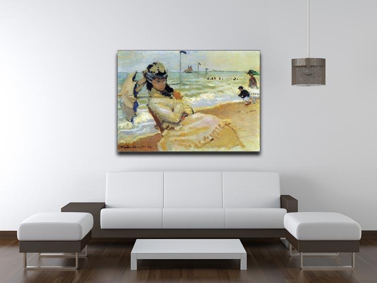 Camille on the beach at Trouville by Monet Canvas Print & Poster - Canvas Art Rocks - 4