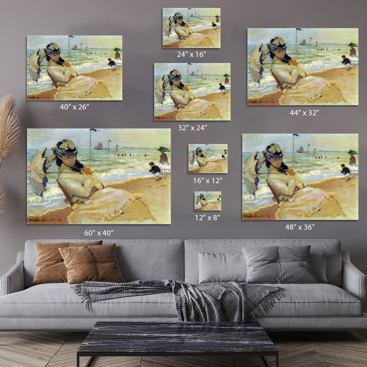 Camille on the beach at Trouville by Monet Canvas Print or Poster