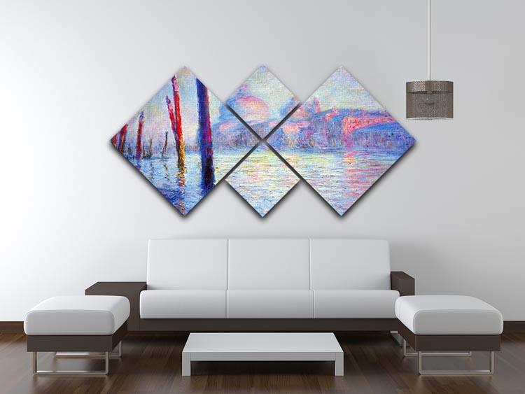 Canal Grand by Monet 4 Square Multi Panel Canvas - Canvas Art Rocks - 3