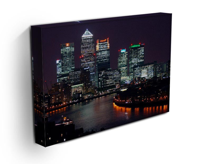 Canary Wharf London At Night Print - Canvas Art Rocks - 3