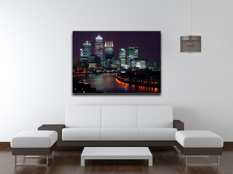 Canary Wharf London At Night Print - Canvas Art Rocks - 4