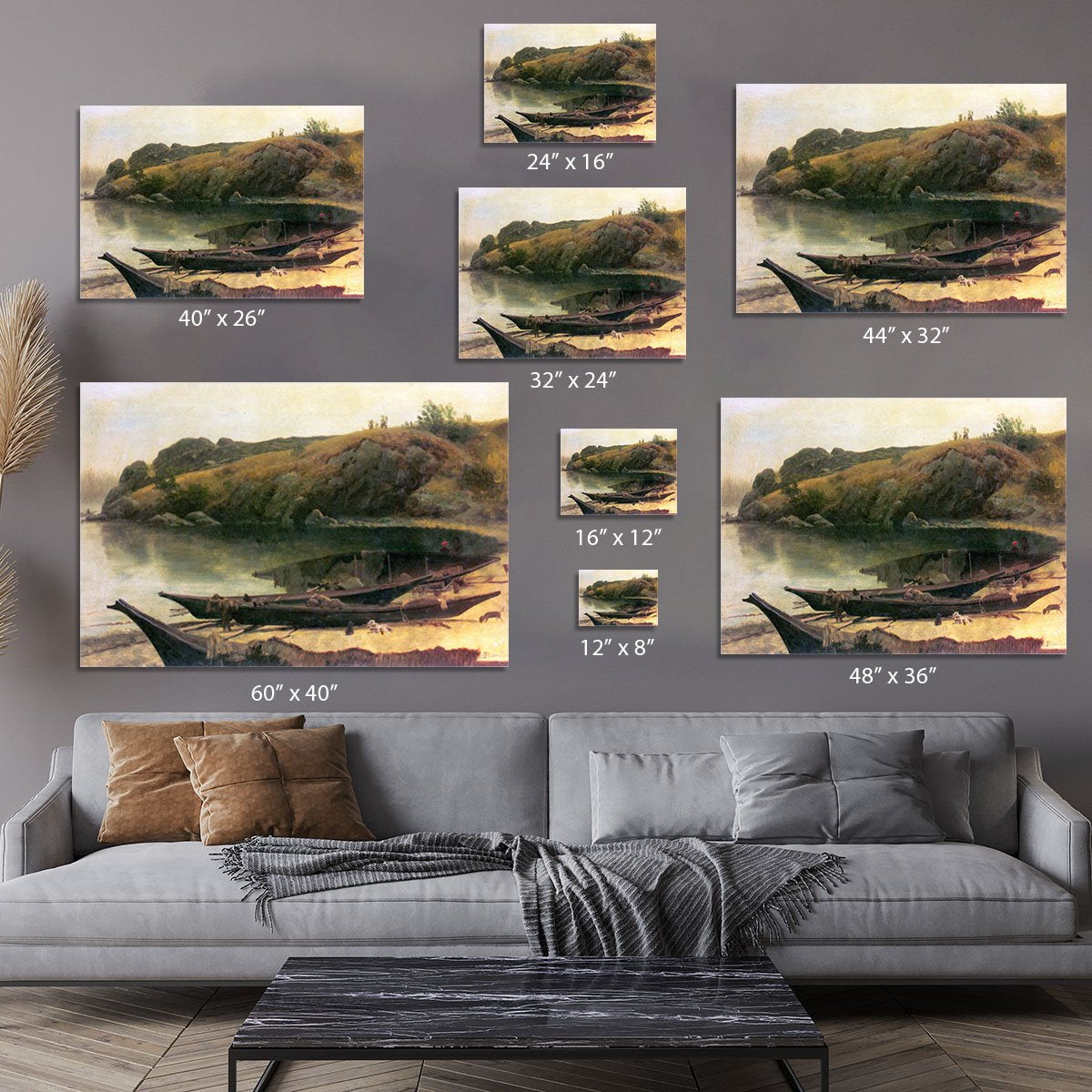 Canoes by Bierstadt Canvas Print or Poster