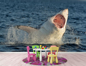 Carcharodon carcharias breaching Wall Mural Wallpaper - Canvas Art Rocks - 2