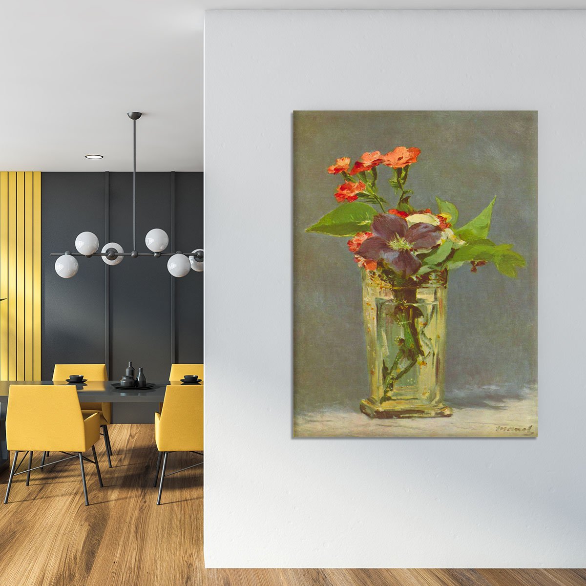 Carnations and Clematis in a Crystal Vase by Manet Canvas Print or Poster