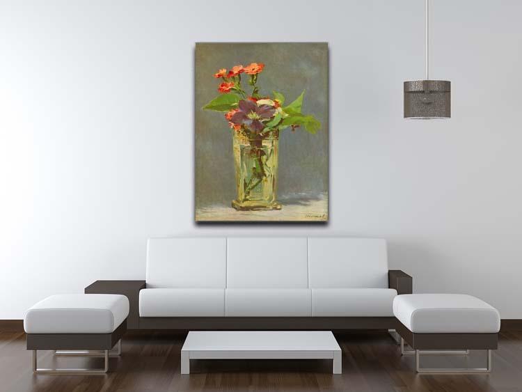 Carnations and Clematis in a Crystal Vase by Manet Canvas Print or Poster - Canvas Art Rocks - 4