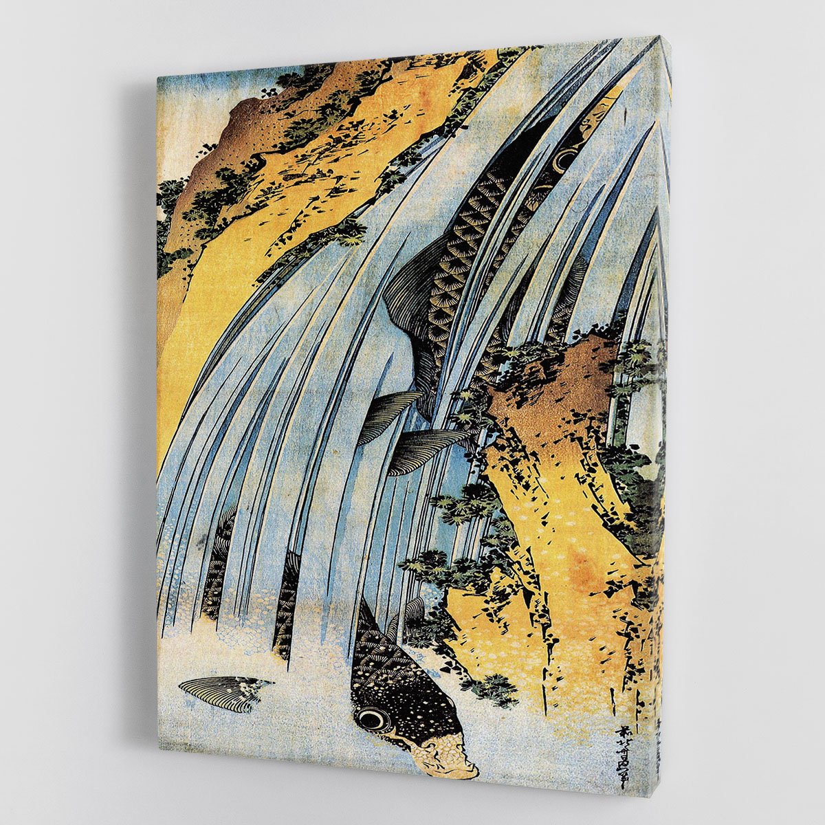 Carps ascending waterfall by Hokusai Canvas Print or Poster