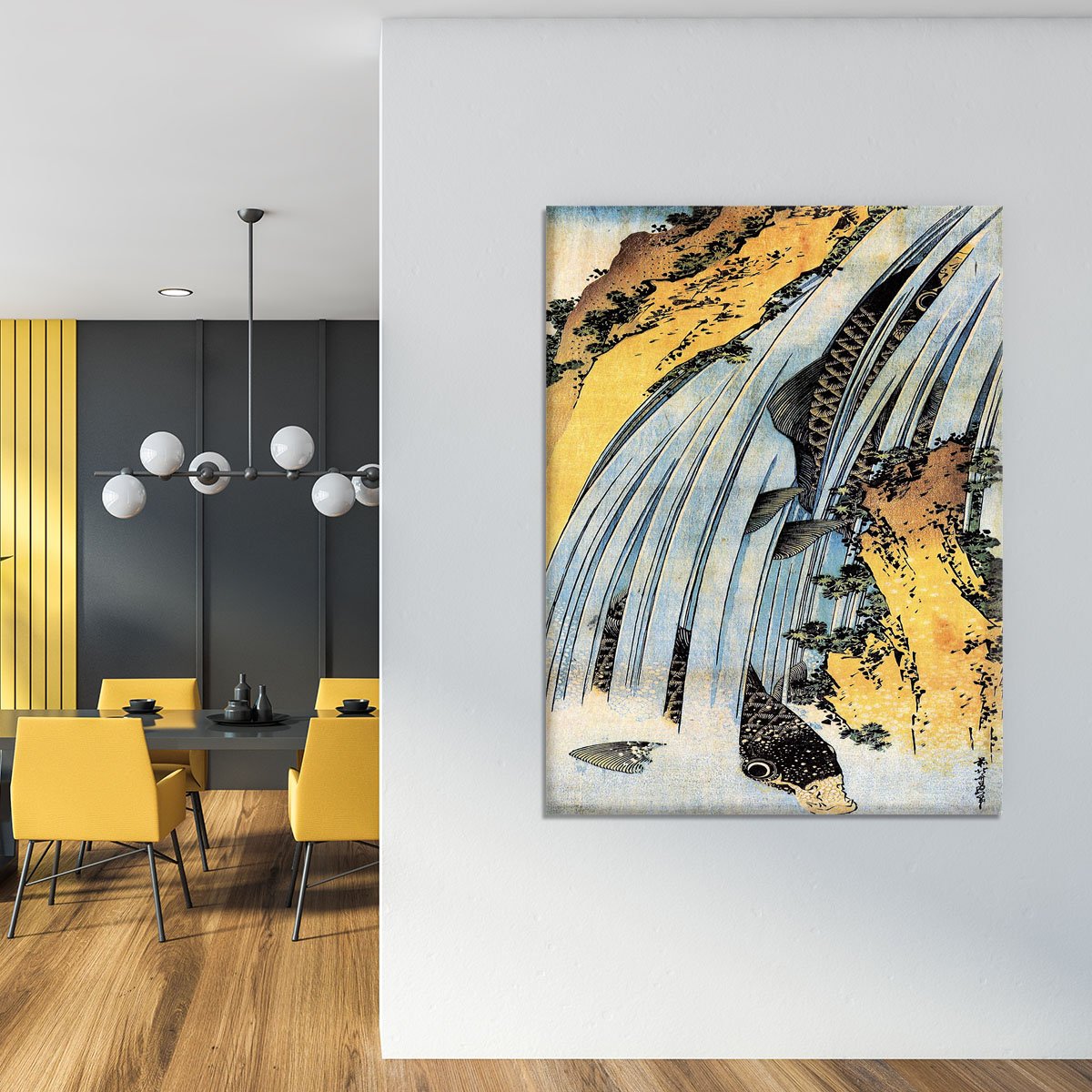 Carps ascending waterfall by Hokusai Canvas Print or Poster