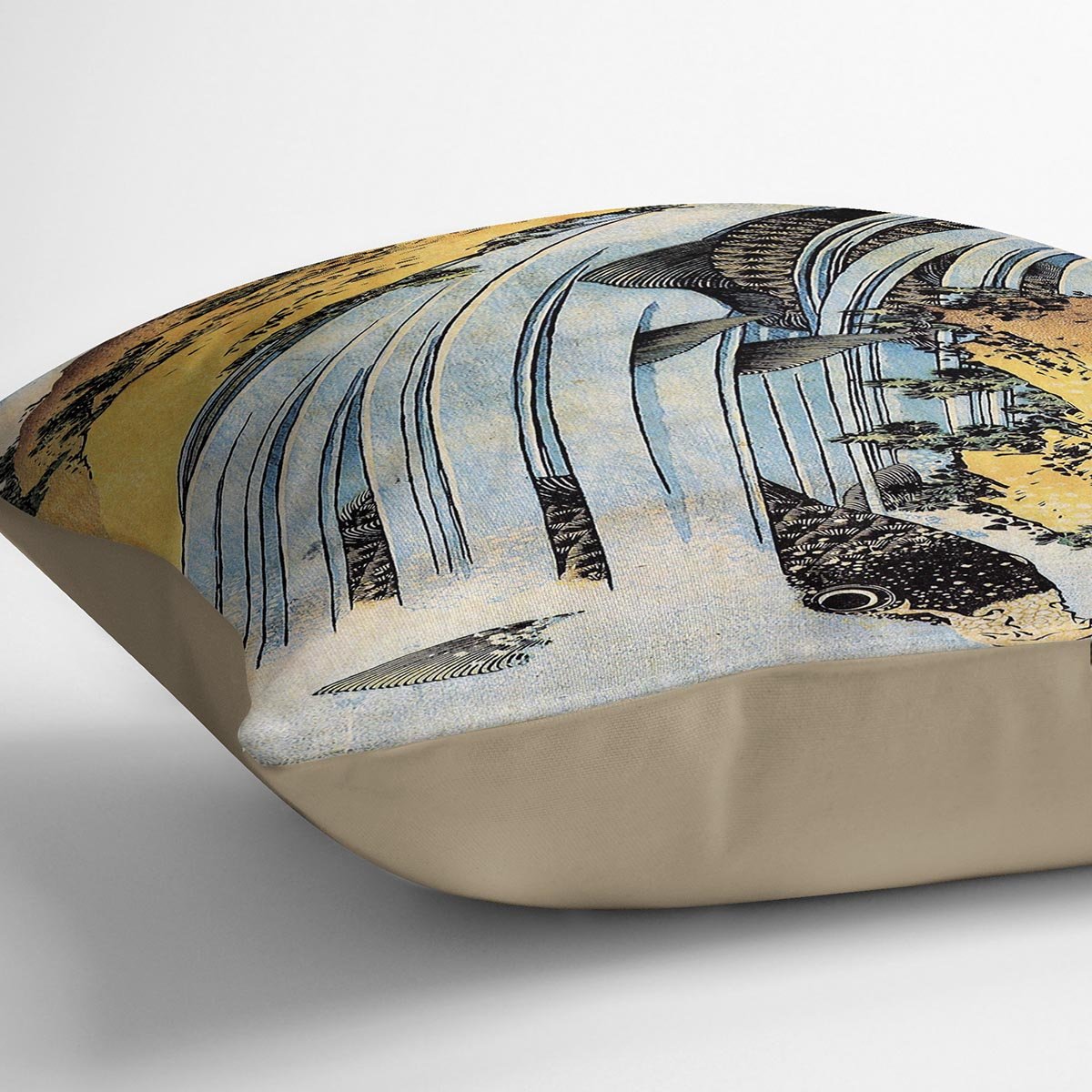 Carps ascending waterfall by Hokusai Throw Pillow