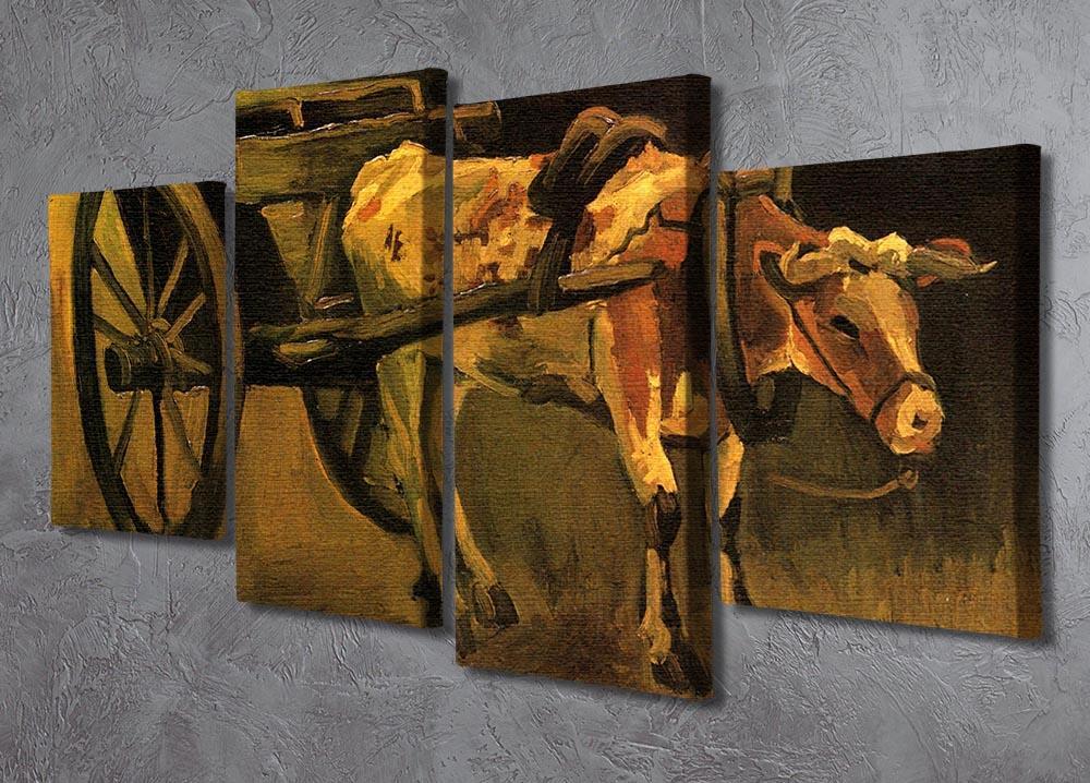 Cart with Red and White Ox by Van Gogh 4 Split Panel Canvas - Canvas Art Rocks - 2