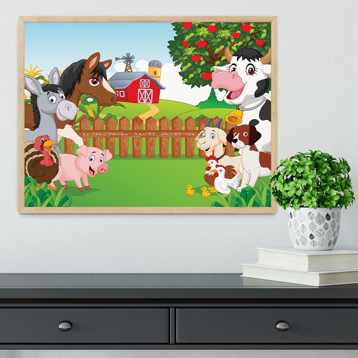 Cartoon happy animal collection Framed Print - Canvas Art Rocks - 4