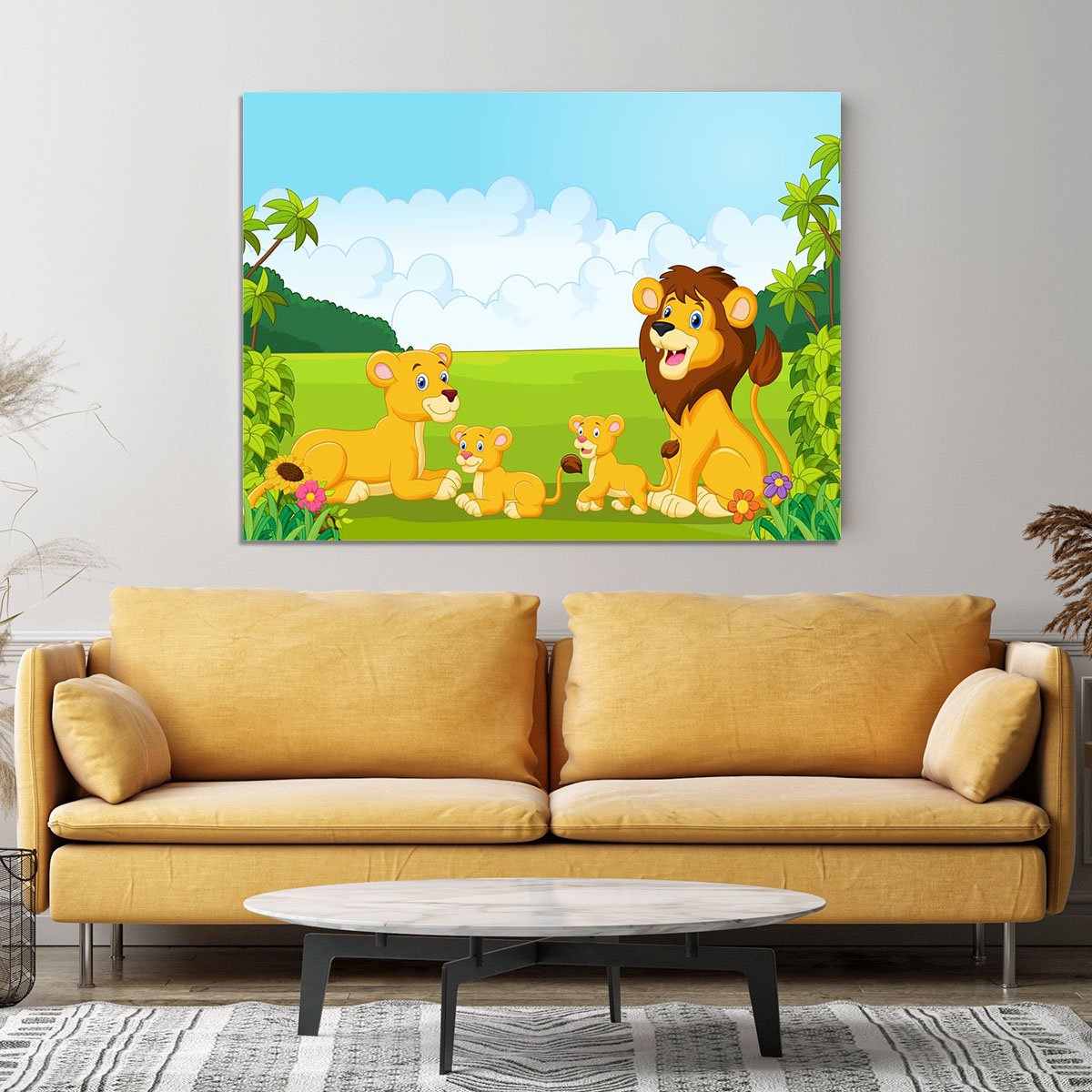 Cartoon lion family Canvas Print or Poster