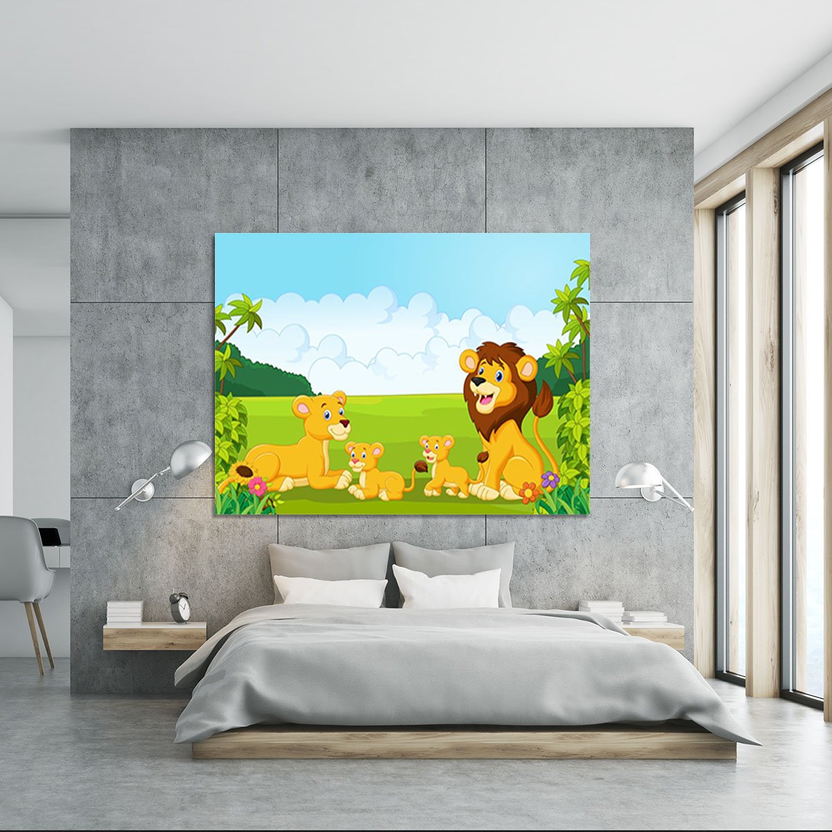 Cartoon lion family Canvas Print or Poster