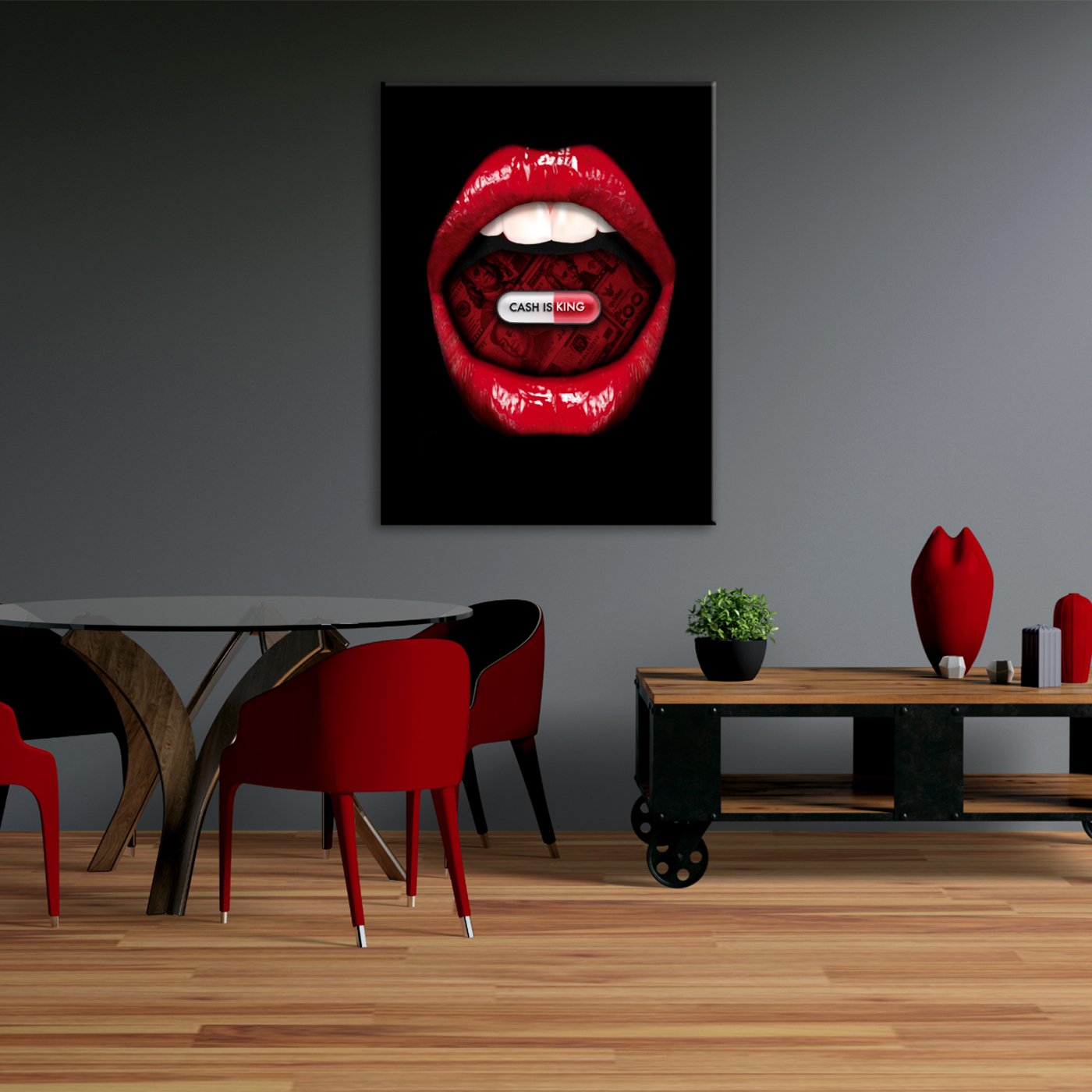 Cash is King Lips Canvas