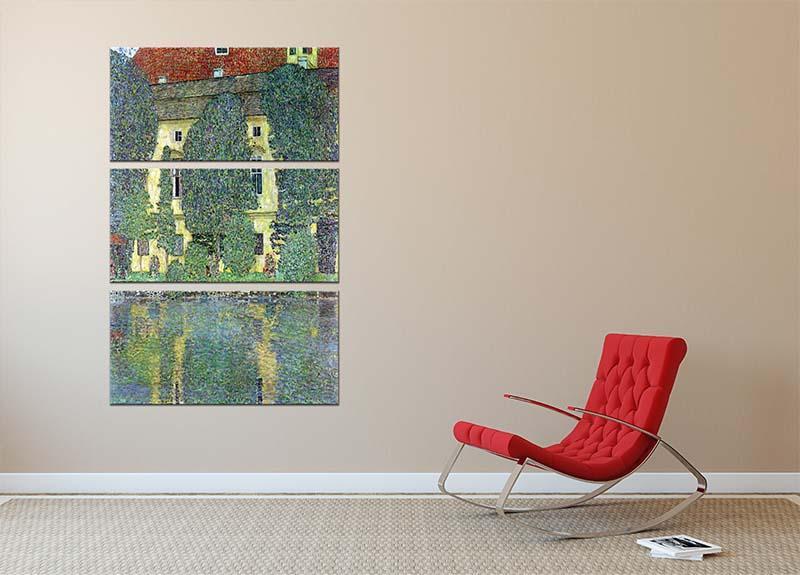 Castle at the Attersee by Klimt 3 Split Panel Canvas Print - Canvas Art Rocks - 2