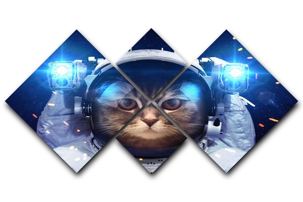 Cat in Space 4 Square Multi Panel Canvas  - Canvas Art Rocks - 1