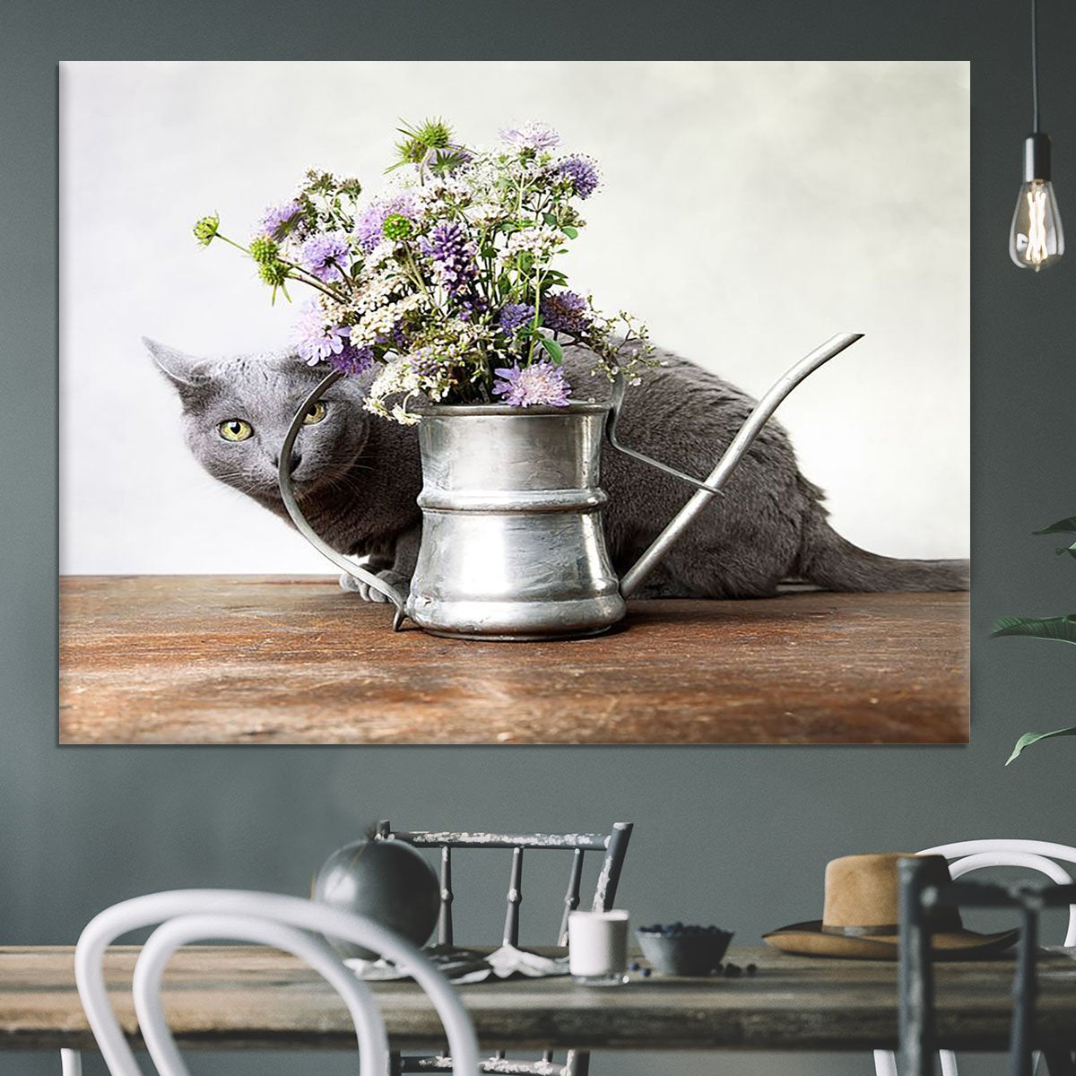 Cat with Flowers Canvas Print or Poster