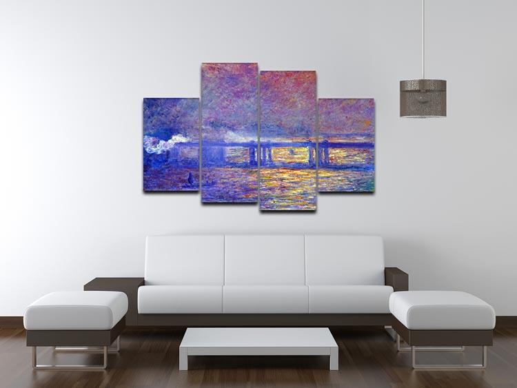 Charing cross bridge by Monet 4 Split Panel Canvas - Canvas Art Rocks - 3