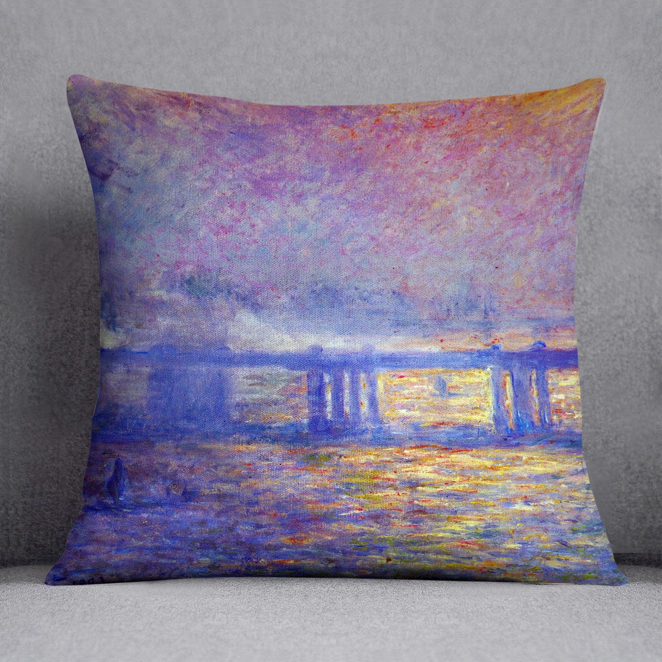 Charing cross bridge by Monet Throw Pillow