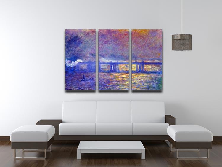 Charing cross bridge by Monet Split Panel Canvas Print - Canvas Art Rocks - 4
