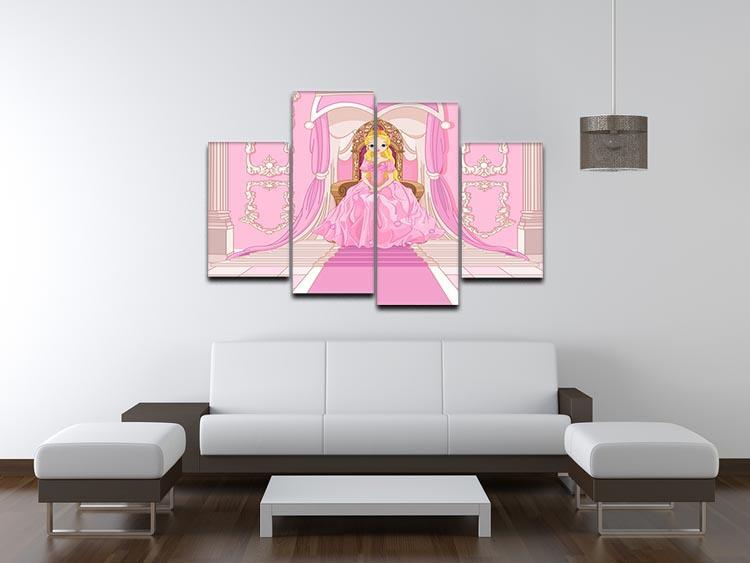 Charming Princess sits on a throne 4 Split Panel Canvas - Canvas Art Rocks - 3