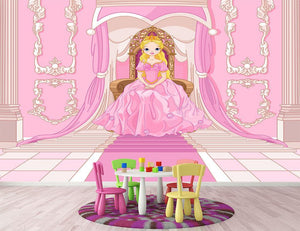Charming Princess sits on a throne Wall Mural Wallpaper - Canvas Art Rocks - 2