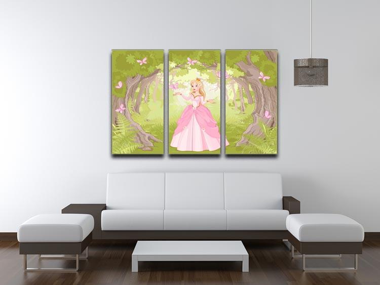 Charming princess a fantastic wood 3 Split Panel Canvas Print - Canvas Art Rocks - 3
