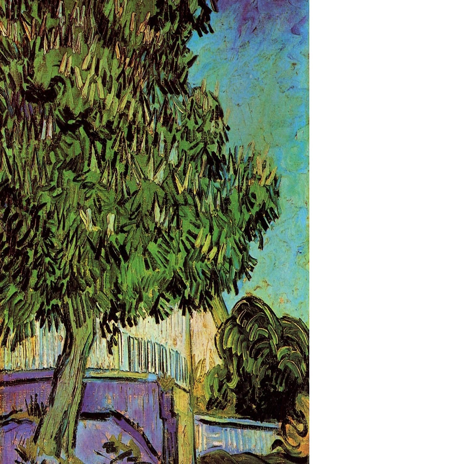 Chestnut Tree in Blossom by Van Gogh Floating Framed Canvas