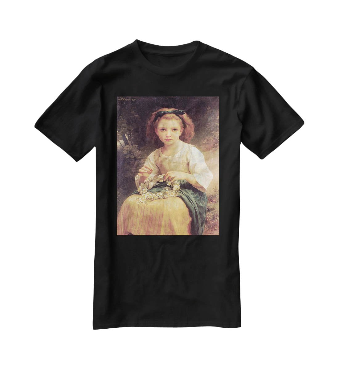 Child Braiding A Crown By Bouguereau T-Shirt - Canvas Art Rocks - 1