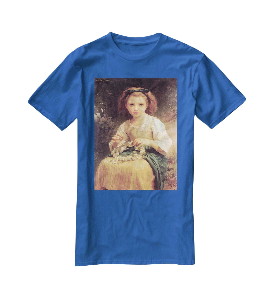 Child Braiding A Crown By Bouguereau T-Shirt - Canvas Art Rocks - 2