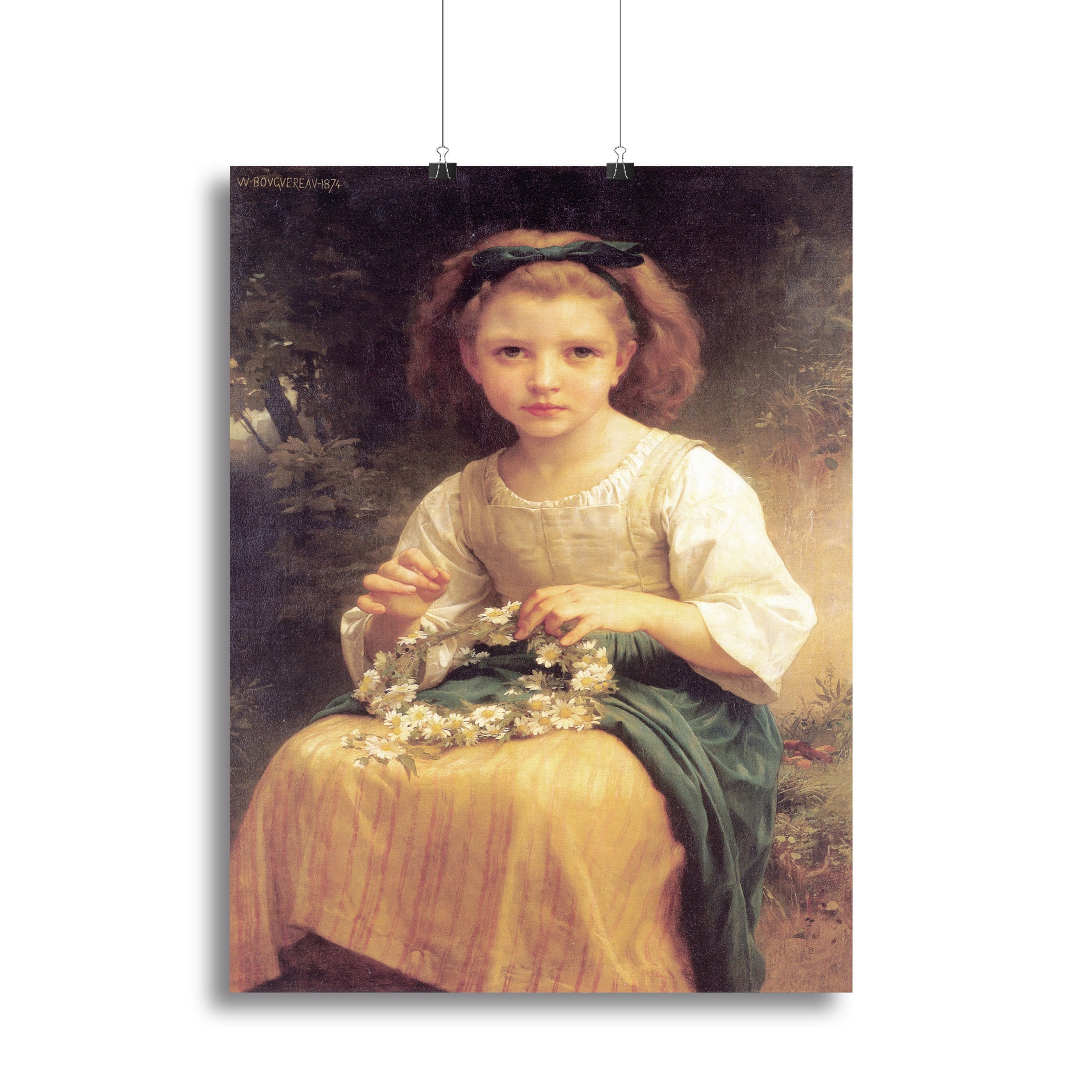 Child Braiding A Crown By Bouguereau Canvas Print or Poster
