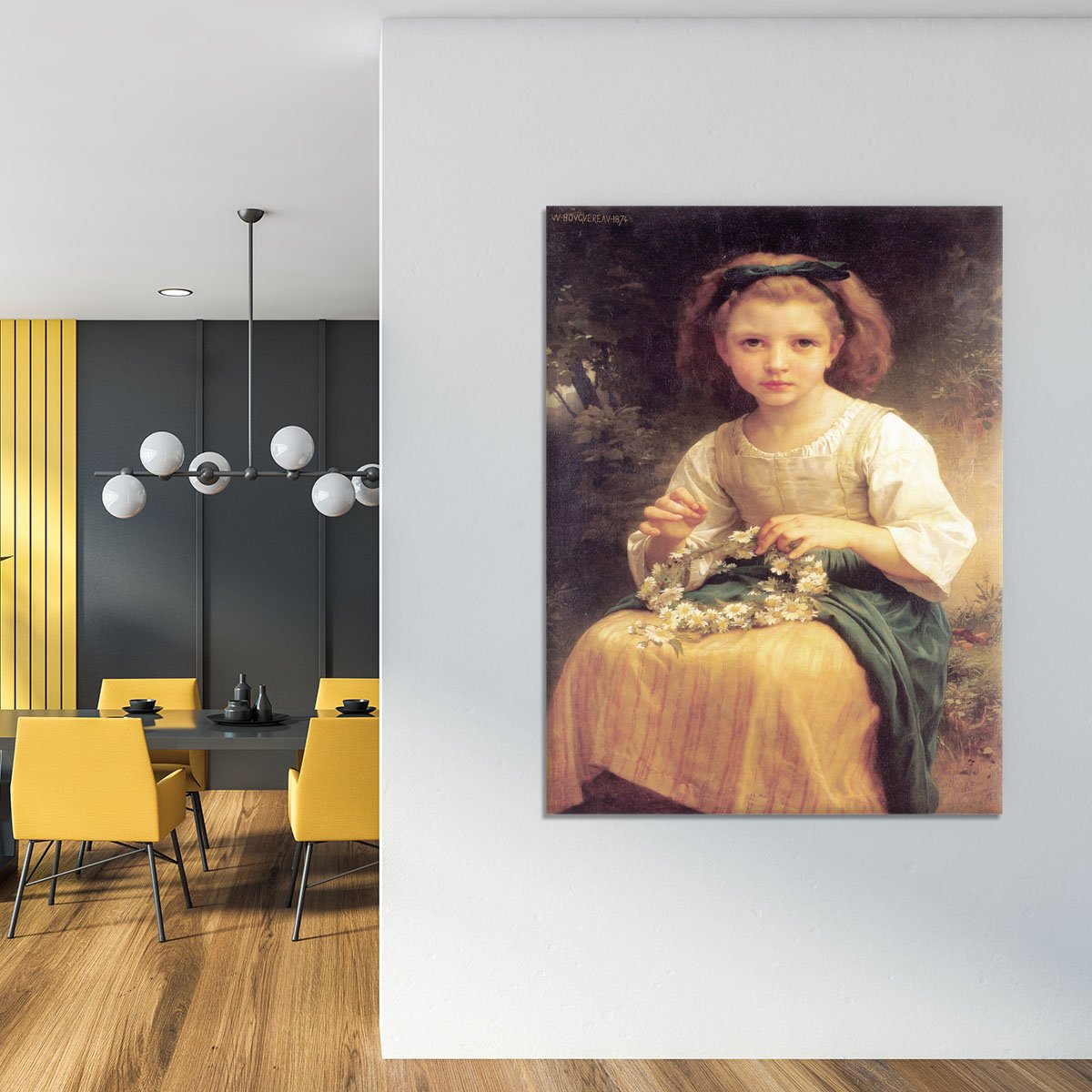 Child Braiding A Crown By Bouguereau Canvas Print or Poster