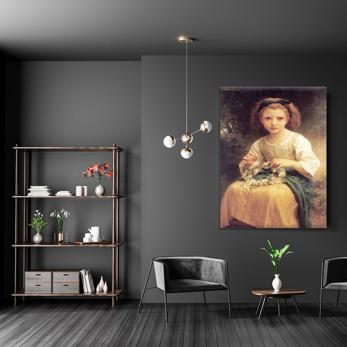 Child Braiding A Crown By Bouguereau Canvas Print or Poster