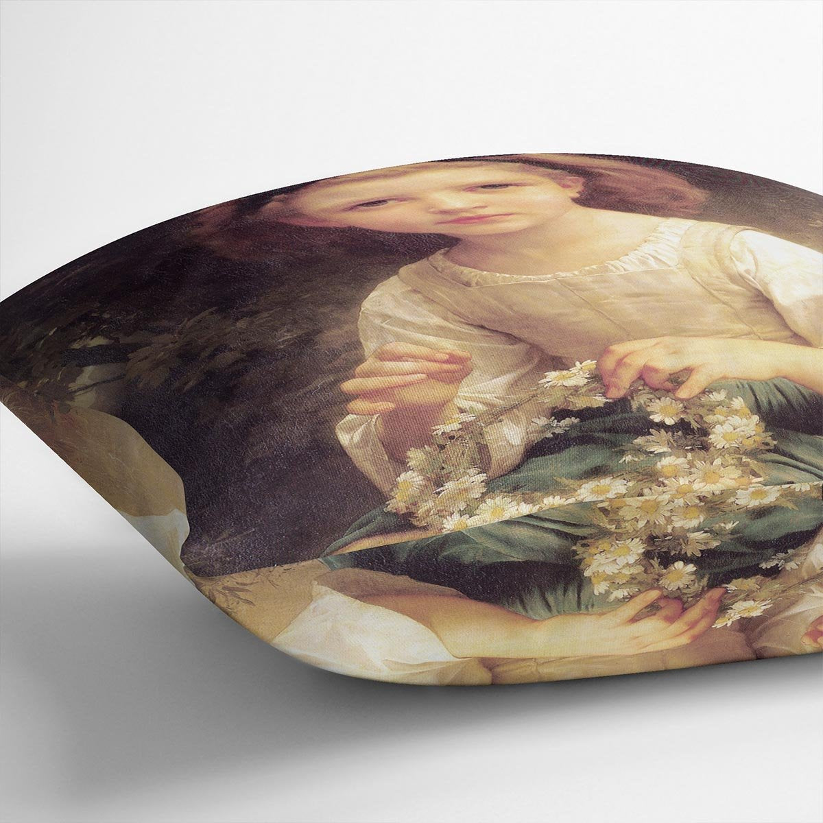 Child Braiding A Crown By Bouguereau Throw Pillow