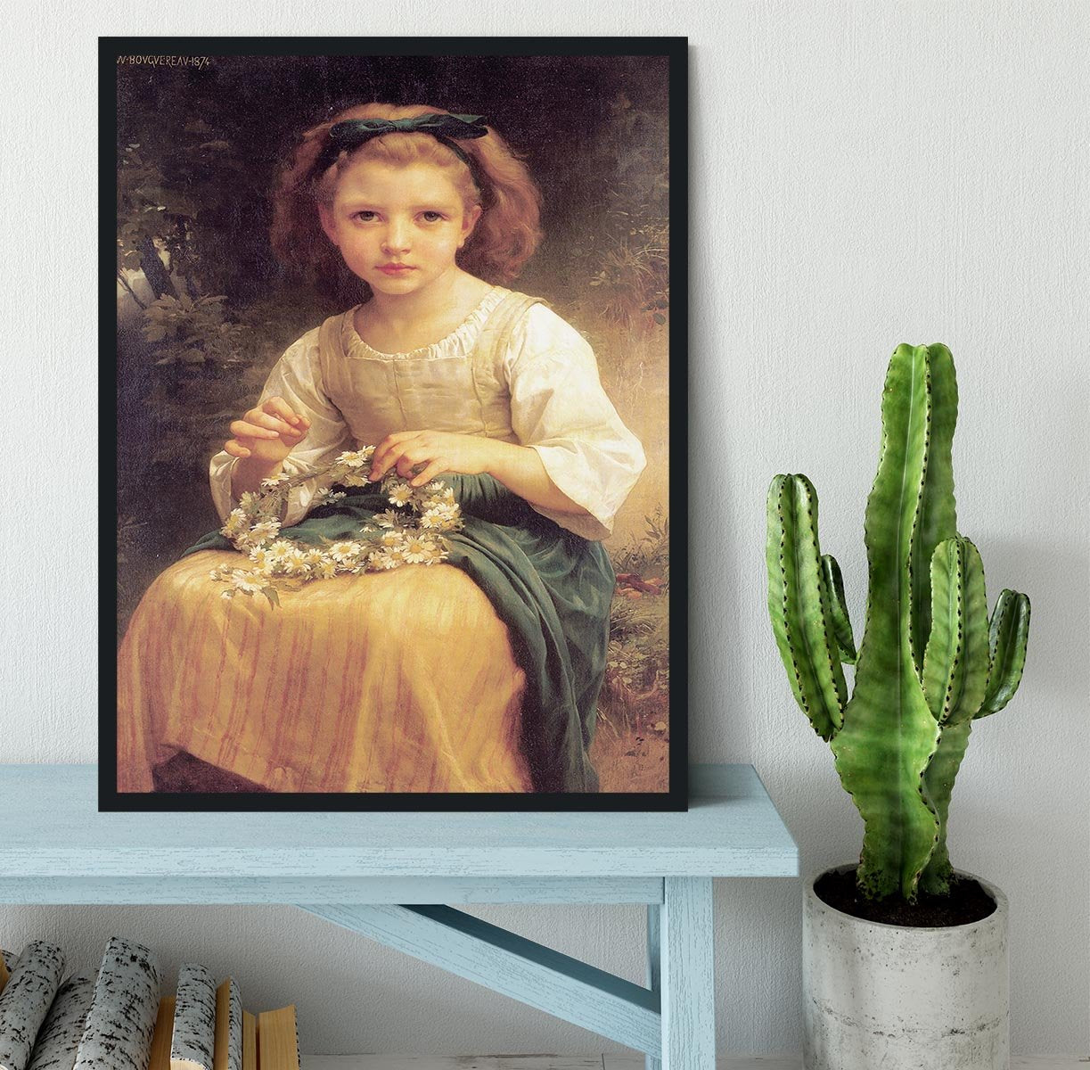 Child Braiding A Crown By Bouguereau Framed Print - Canvas Art Rocks - 2