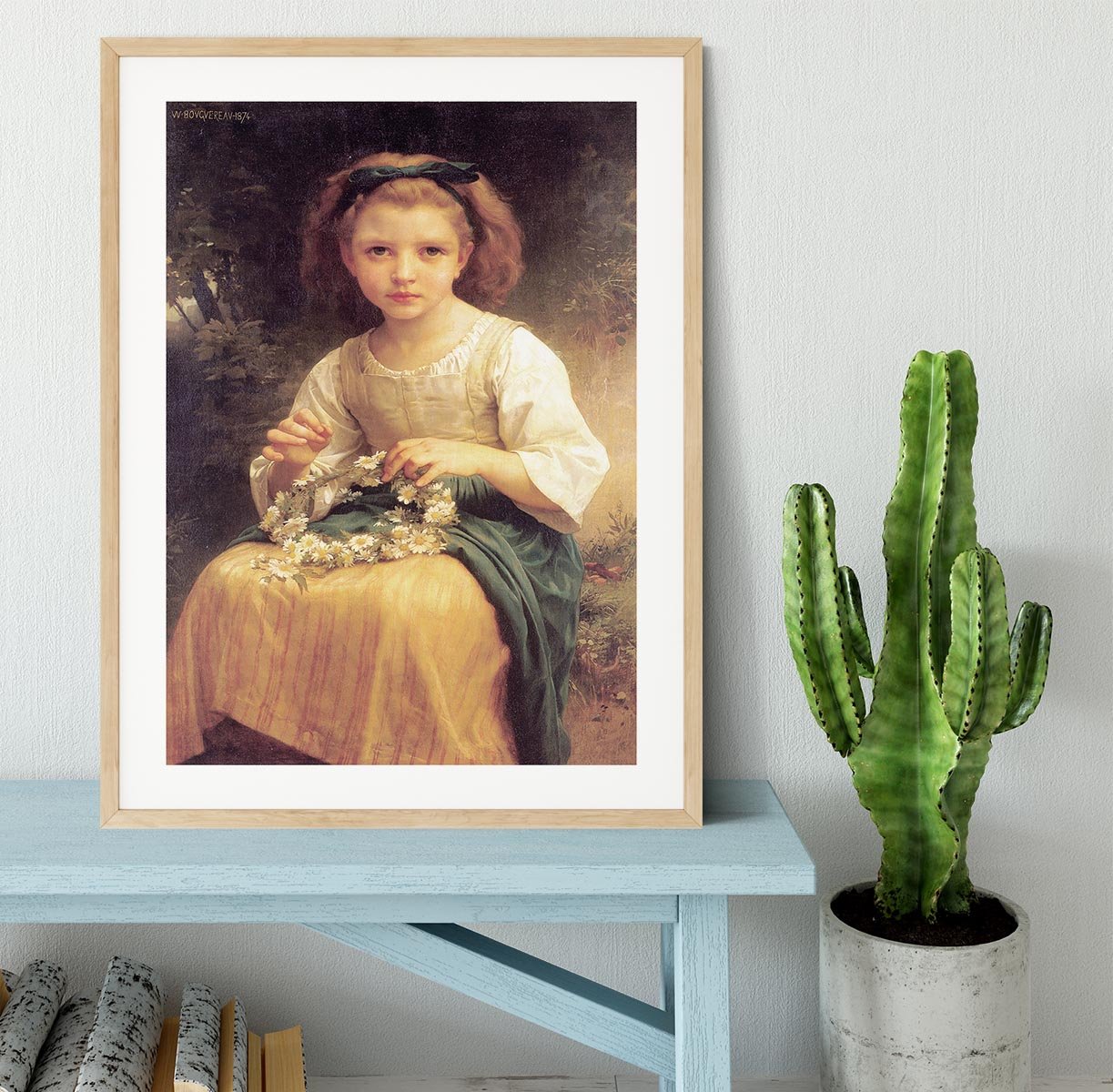 Child Braiding A Crown By Bouguereau Framed Print - Canvas Art Rocks - 3