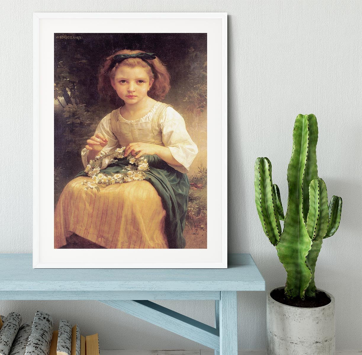Child Braiding A Crown By Bouguereau Framed Print - Canvas Art Rocks - 5