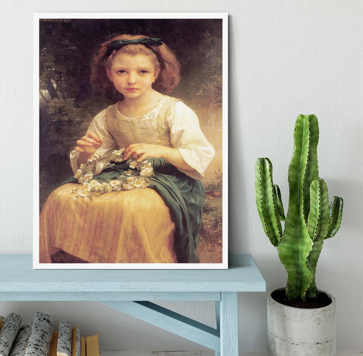 Child Braiding A Crown By Bouguereau Framed Print - Canvas Art Rocks -6