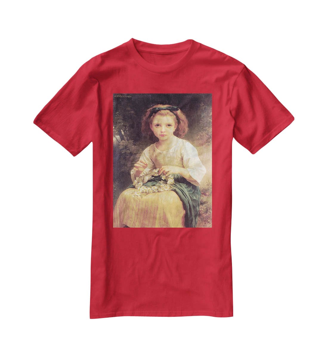 Child Braiding A Crown By Bouguereau T-Shirt - Canvas Art Rocks - 4