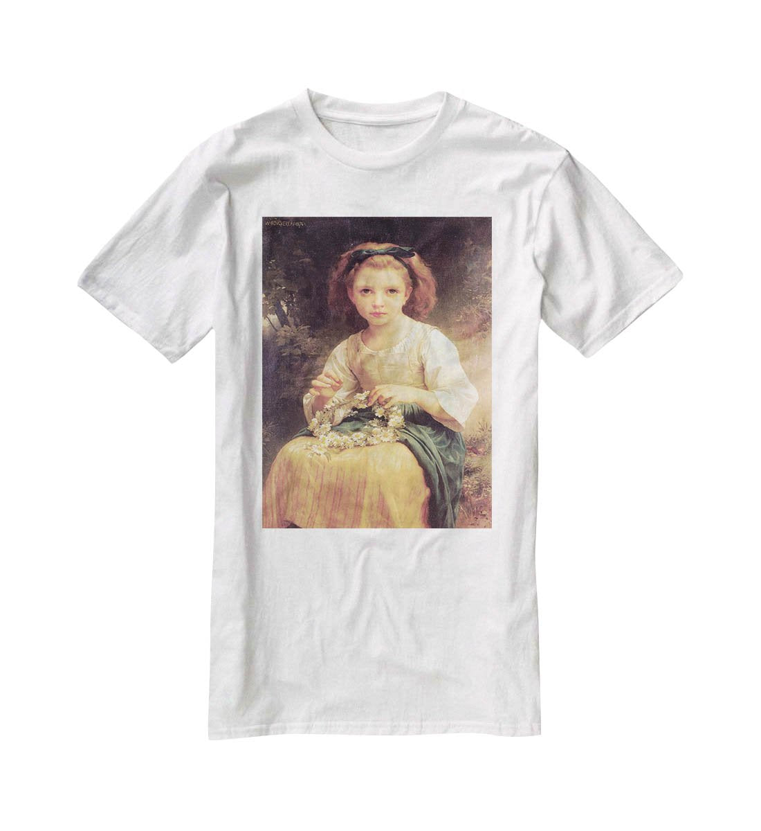 Child Braiding A Crown By Bouguereau T-Shirt - Canvas Art Rocks - 5