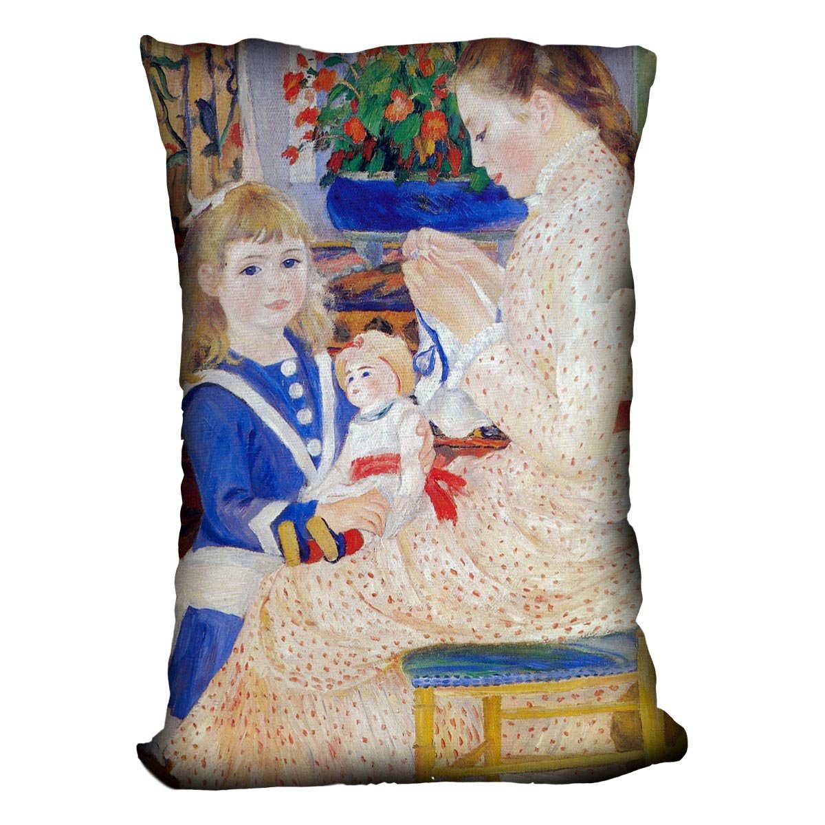 Children in the afternoon in Wargemont Detail by Renoir Throw Pillow
