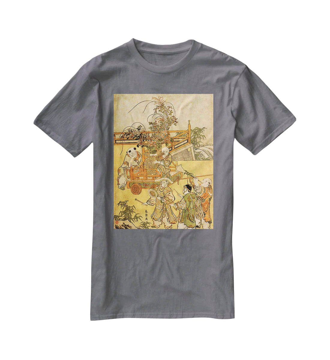 Chinese children by Hokusai T-Shirt - Canvas Art Rocks - 3