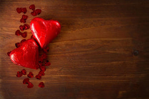 Chocolate hearts on wooden board Wall Mural Wallpaper - Canvas Art Rocks - 1