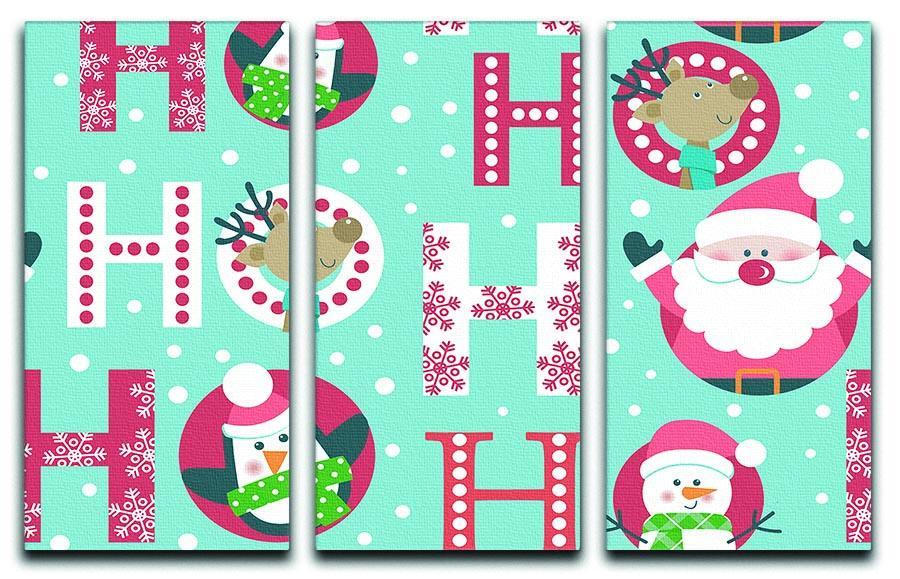 Christmas Ho Ho Ho 3 Split Panel Canvas Print - Canvas Art Rocks - 1