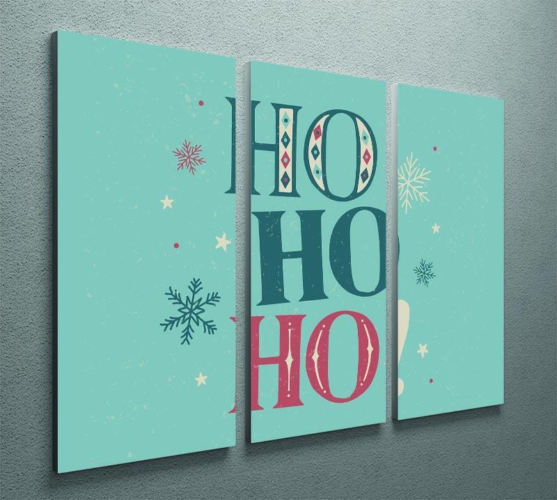 Christmas Retro Ho Ho Ho 3 Split Panel Canvas Print - Canvas Art Rocks - 2