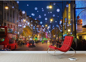 Christmas lights on Oxford street Wall Mural Wallpaper - Canvas Art Rocks - 2
