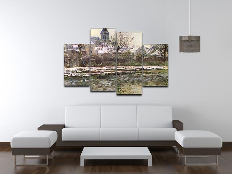 Church of Vetheuil in the snow by Monet 4 Split Panel Canvas - Canvas Art Rocks - 3